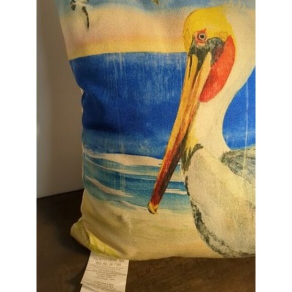 Pier 1 imports aquatic beach W/crane throw pillow indoor outdoor 20”x20” New - Picture 5 of 10